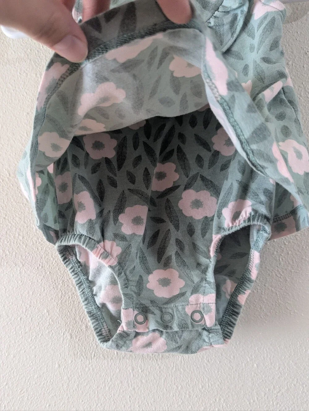Sage Green Floral Romper Dress